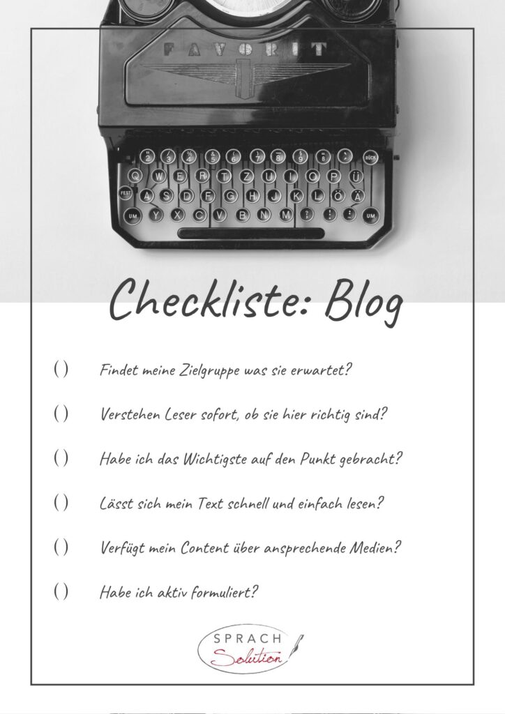 Checkliste Blog Onlineauftritt